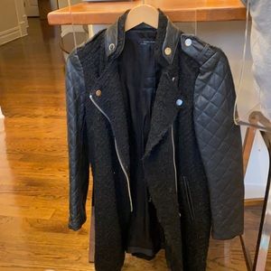 Zara wool and pleather moto coat size S